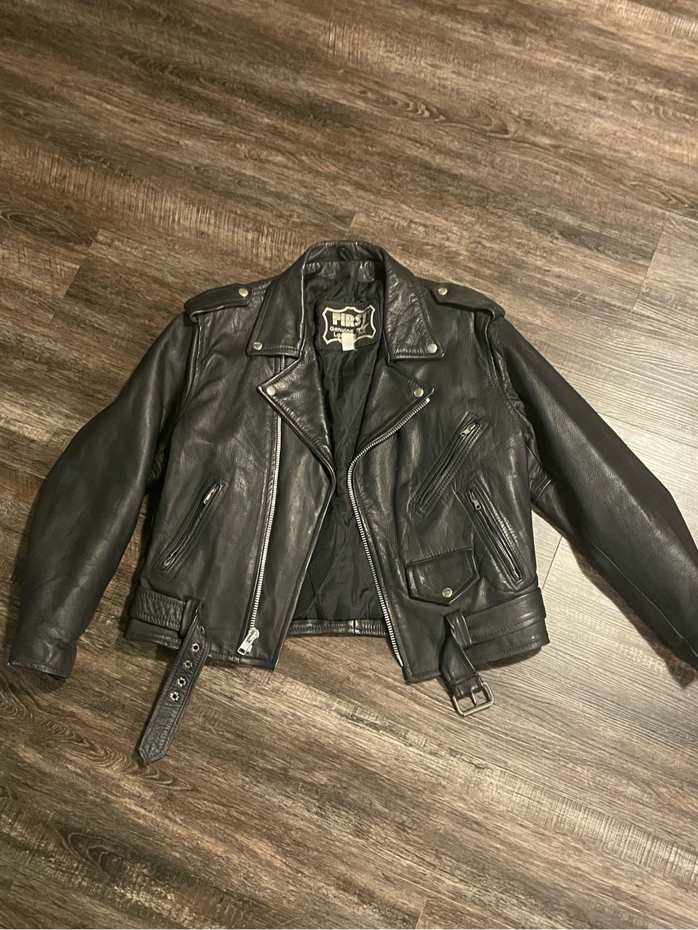 Vintage First Leather Motorcycle Jacket M